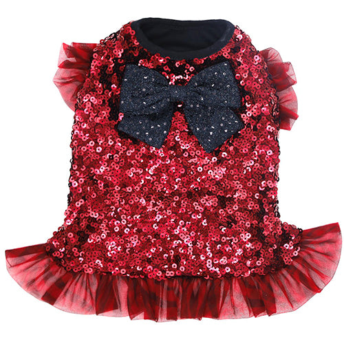 Sparkle Sequin Dog Dress in Red by Fetch Shops