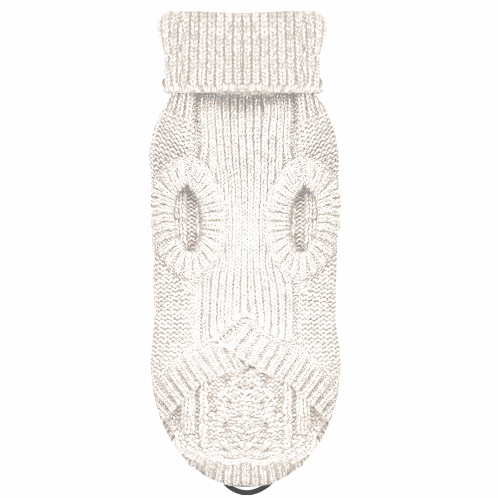 LUXE Cable Dog Sweater in Ivory Front by Fetch Shops