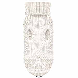 LUXE Cable Dog Sweater in Ivory Front by Fetch Shops