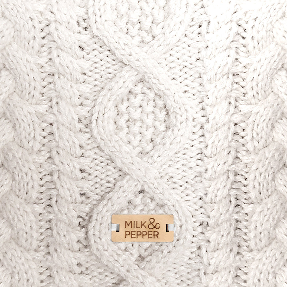LUXE Cable Dog Sweater in Ivory  Detail by Fetch Shops