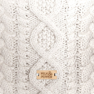 LUXE Cable Dog Sweater in Ivory  Detail by Fetch Shops