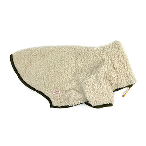 Sherpa Fleece Dog Jacket in Cream/Olive Size by Fetch Shops