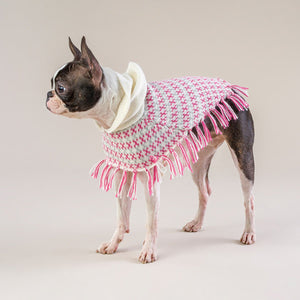 Sophia Alpaca Dog Poncho in Pink on Model by Fetch Shops