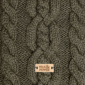 Donovan Cable Dog Sweater in Khaki Detail (Bulldog Sizes Available) by Fetch Shops