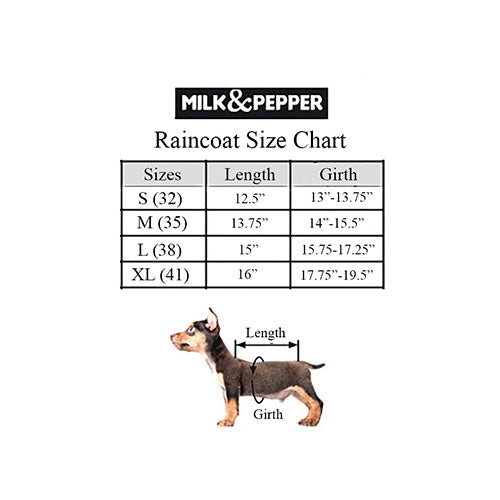Milk & Pepper Raincoat Size Chart by Fetch Shops