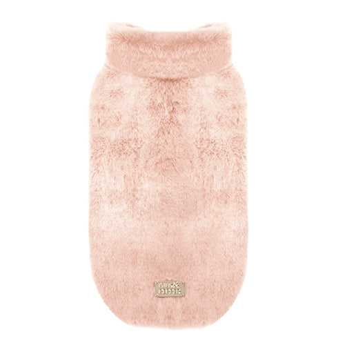 Yoona Faux Fur Dog Coat in Rose by Fetch Shops