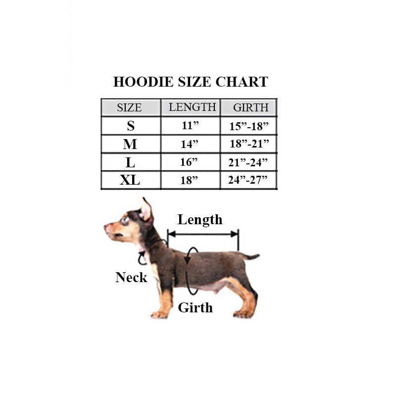 Worthy Dog Hoodie Size Chart by Fetch Shops