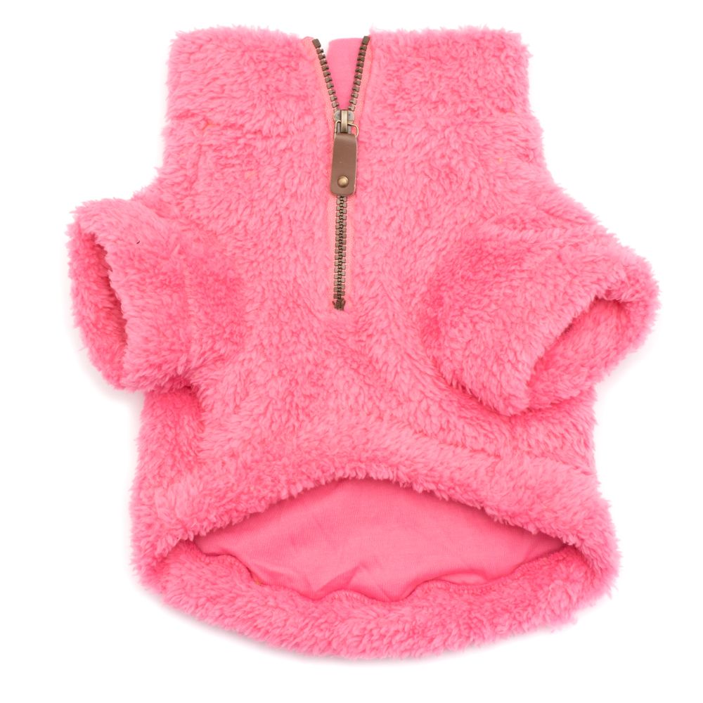 Solid Plush Fleece Dog Pullover in Hot Pink Front by Fetch Shops