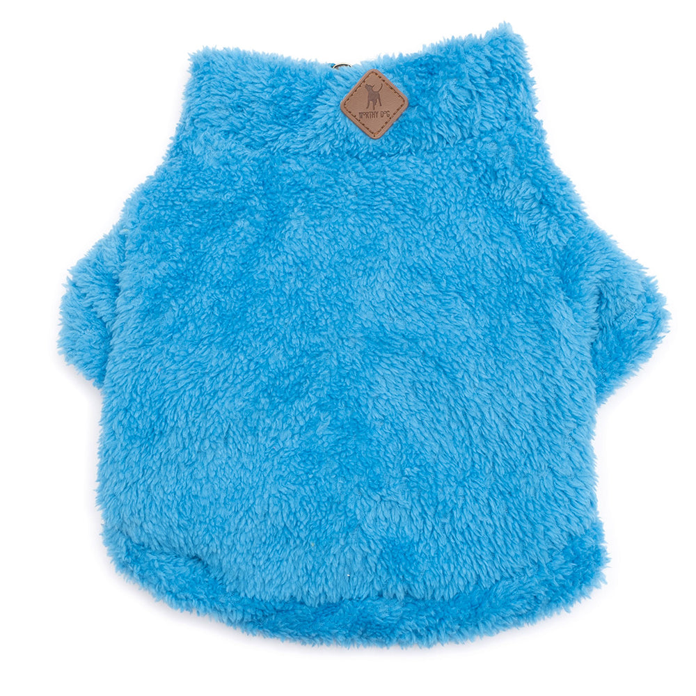 Solid Plush Fleece Dog Pullover in Turquoise