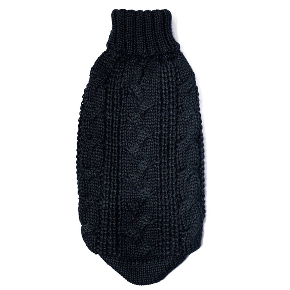 Chunky Cable Knit Dog Sweater in Black by Fetch Shops