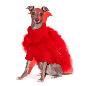 
                
                    Load image into Gallery viewer, Christian Cowen X Maxbone Holiday Glitz Dog Jumper in Red on Model by Fetch Shops
                
            