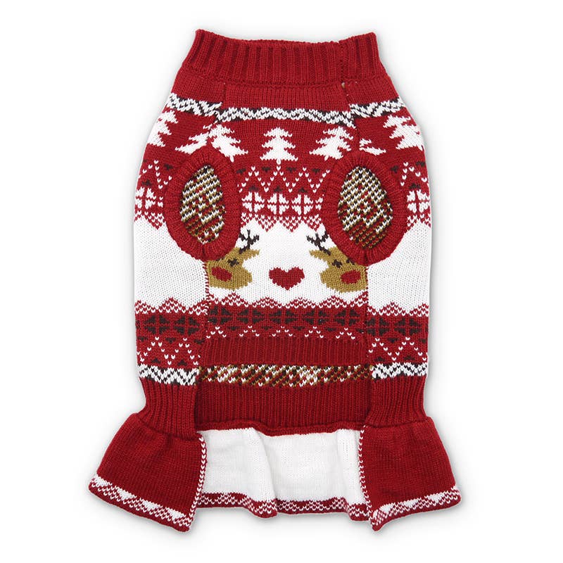 Reindeer Fair Isle Dog Sweater Dress Front by Fetch Shops