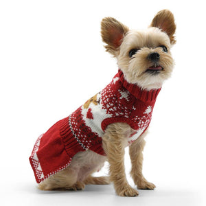 Reindeer Fair Isle Dog Sweater Dress on Model Side by Fetch Shops