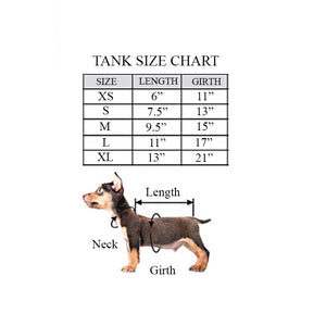 
                
                    Load image into Gallery viewer, Dog in the Closet Dog Tank Size Chart by Fetch Shops
                
            
