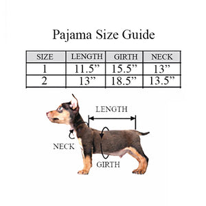 FuzzYard Dog Pajama Size Chart by Fetch Shops