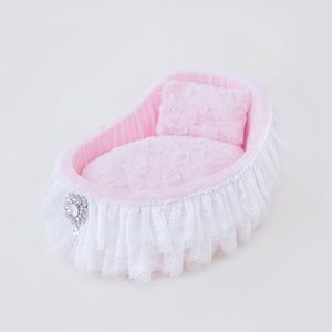 Crib Dog Bed with Ruffles in Baby Doll Pink by Fetch Shops