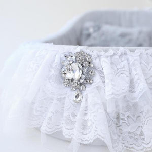 Crib Dog Bed with Ruffles in Sterling Silver (Custom Drop Ship)