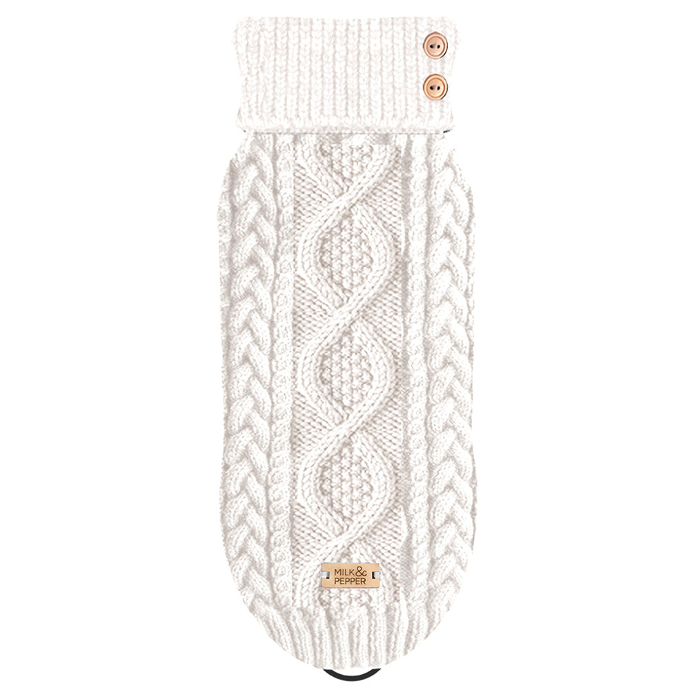 LUXE Cable Dog Sweater in Ivory