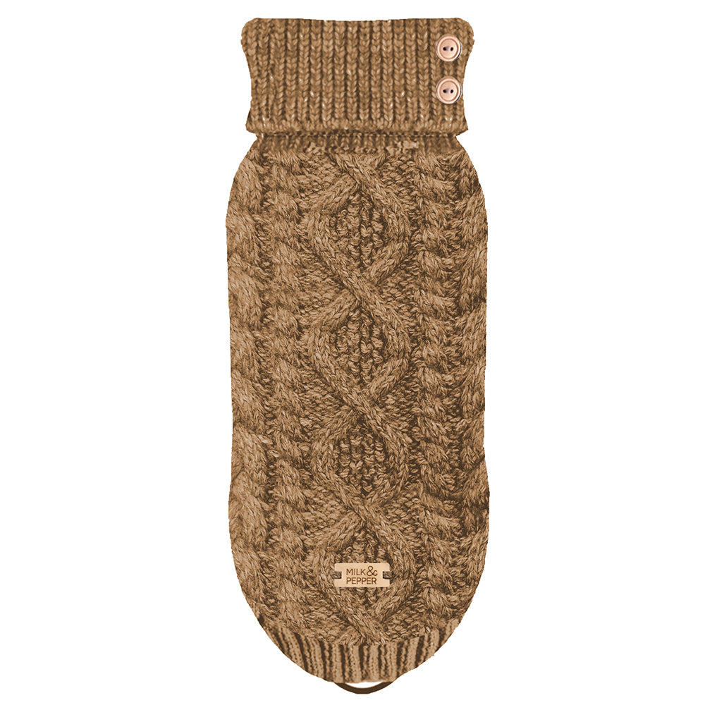 LUXE Cable Dog Sweater in Camel
