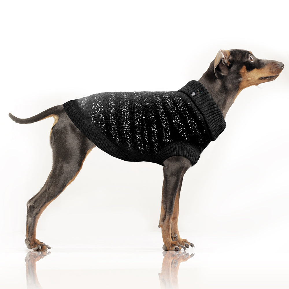 WILD Metallic Knit Dog Sweater in Black (Bulldog Sizes Available)