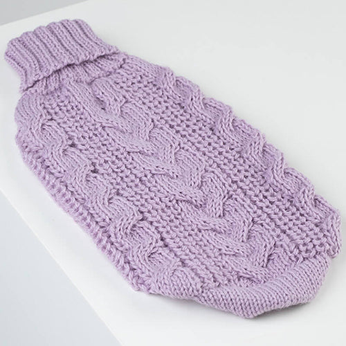 Chunky Cable Knit Dog Sweater in Lavender