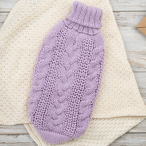 
                
                    Load image into Gallery viewer, Chunky Cable Knit Dog Sweater in Lavender Alternate View by Fetch Shops
                
            
