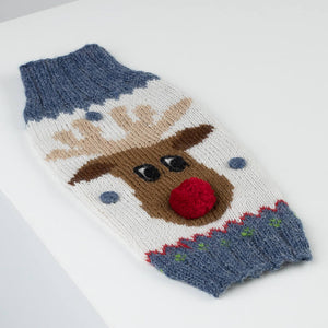 
                
                    Load image into Gallery viewer, Rudolf Alpaca Holiday Dog Sweater Detail by Fetch Shops
                
            