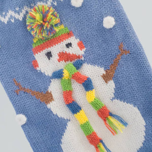 Snowman Alpaca Holiday Dog Sweater in Blue Detail by Fetch Shops