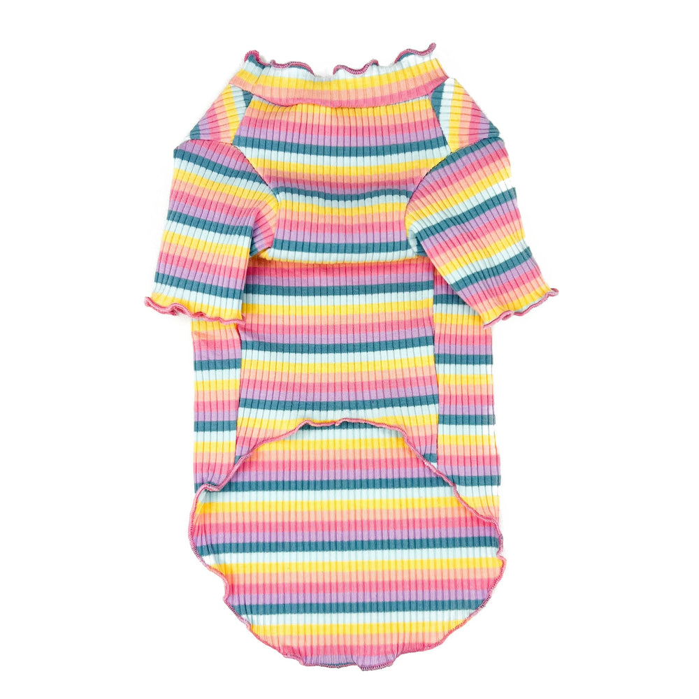Archie and Winston Rainbow Stripe Dog Top Size Chart by Fetch Shops