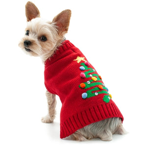 
                
                    Load image into Gallery viewer, Christmas Tree Bling Dog Sweater on Model by Fetch Shops
                
            