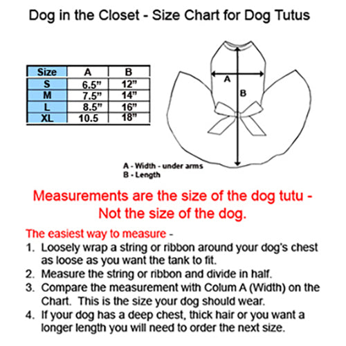 
                
                    Load image into Gallery viewer, Dog in the Closet Tutu Size Chart by Fetch Shops
                
            