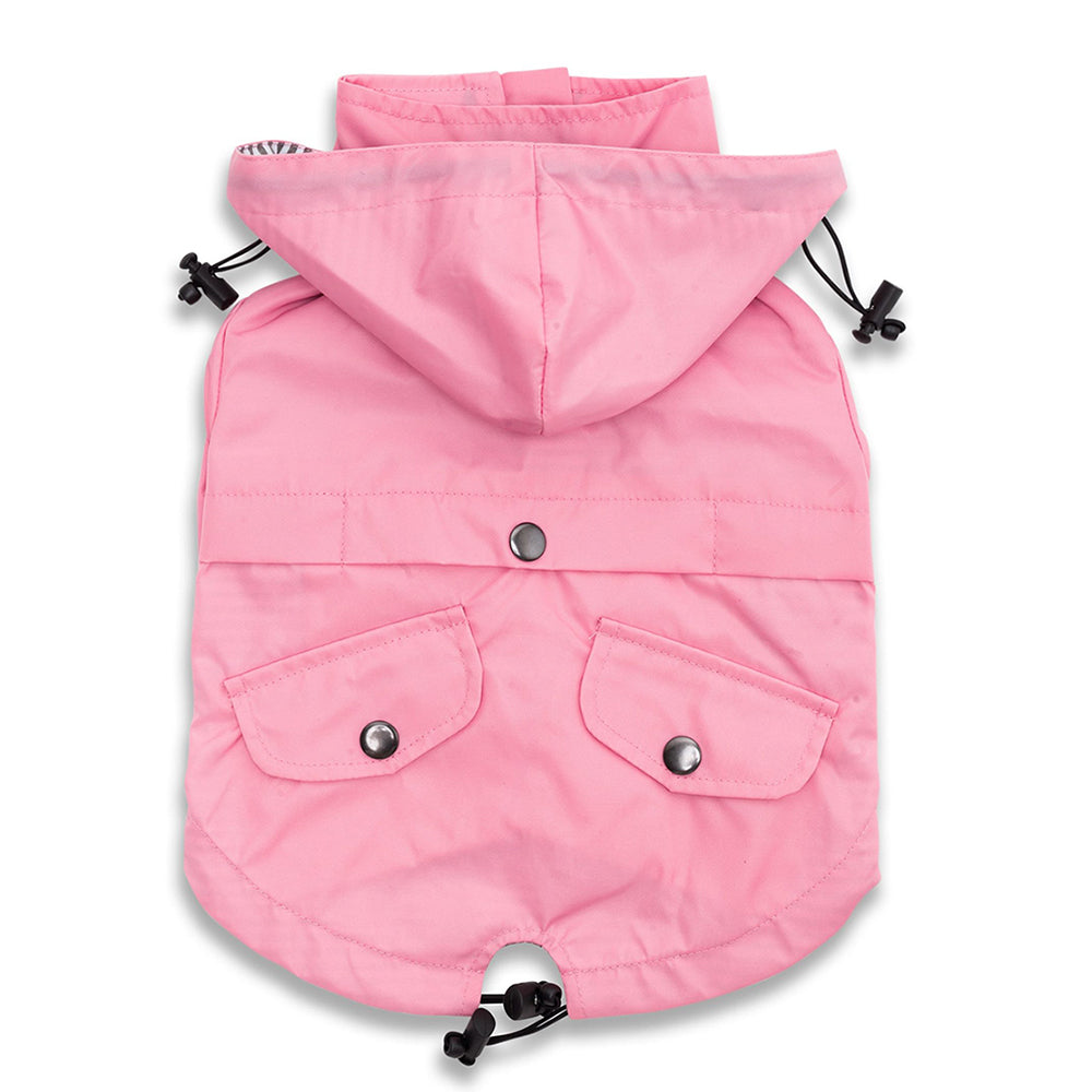 
                
                    Load image into Gallery viewer, Dog Raincoat in Pink Back by Fetch Shops
                
            