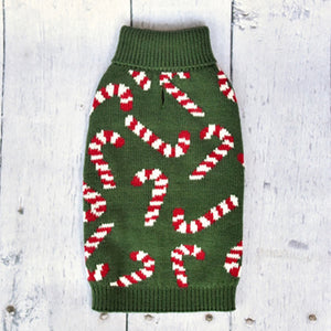 Candy Cane Dreams Holiday Dog Sweater by Fetch Shops