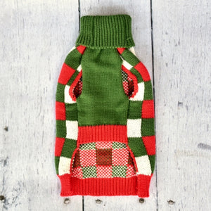 Hip Holiday Check Dog Sweater Front by Fetch Shops