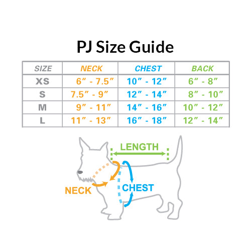 
                
                    Load image into Gallery viewer, Klippo Dog Pajama Size Guide by Fetch Shops
                
            