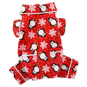Penguins and Snowflakes Holiday Flannel Dog Pajamas back by Fetch Shops