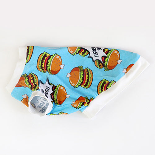 
                
                    Load image into Gallery viewer, Le Chien Bleu I Love Burgers Dog Top Side by Fetch Shops
                
            