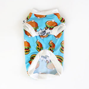 
                
                    Load image into Gallery viewer, Le Chien Bleu I Love Burgers Dog Top Front by Fetch Shops
                
            