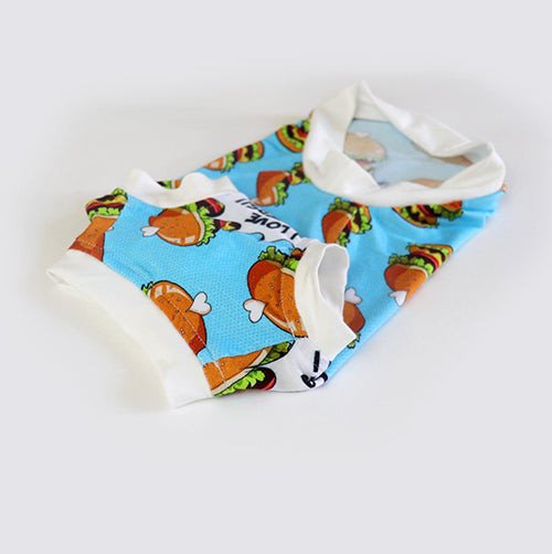 Le Chien Bleu I Love Burgers Dog Top Detal by Fetch Shops