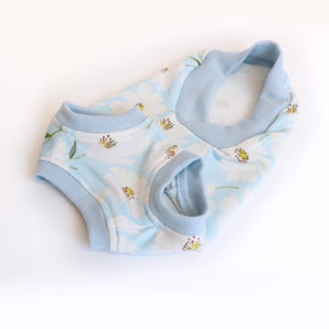 Spring Anenome Sleeveless Dog Top in Light Blue Front by Fetch Shops
