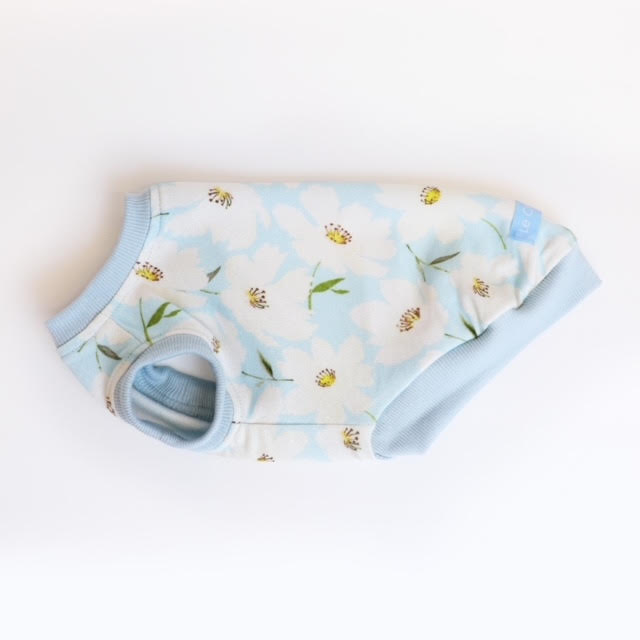 Spring Anenome Sleeveless Dog Top in Light Blue Side by Fetch Shops