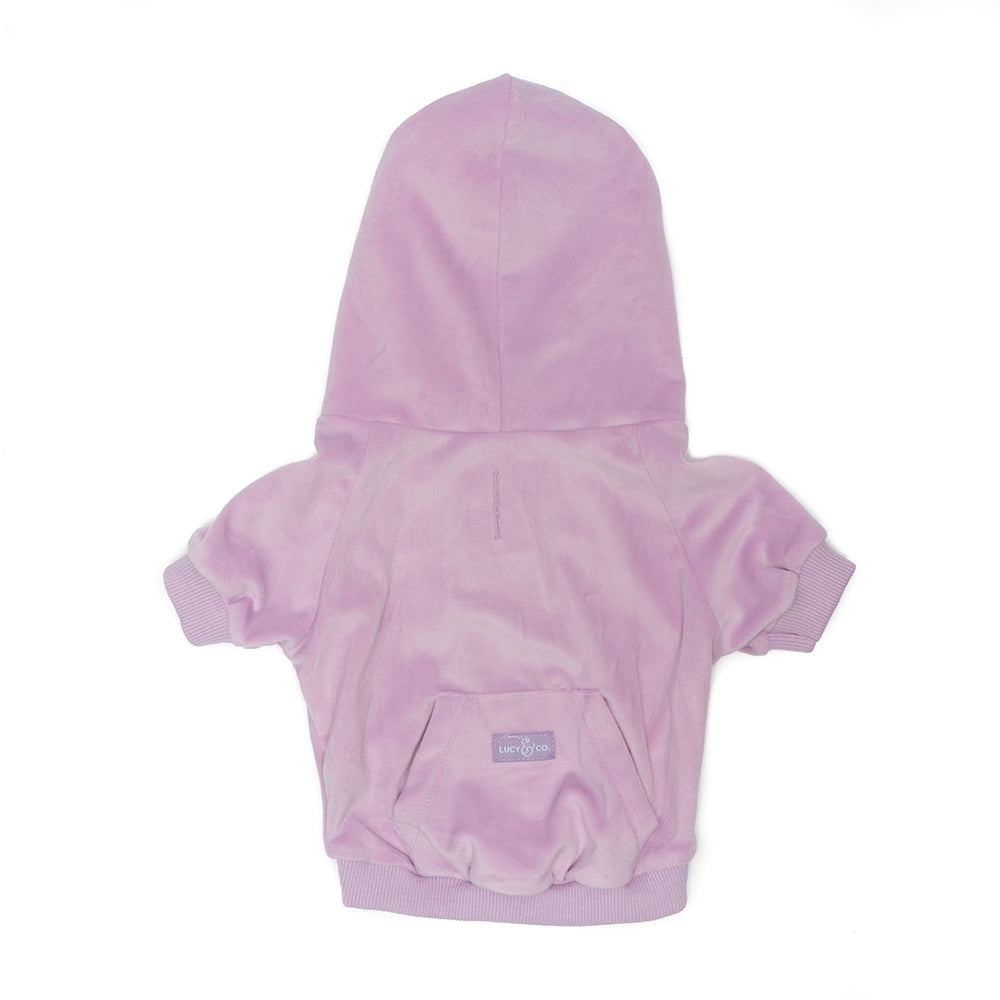 
                
                    Load image into Gallery viewer, The Lilac Velour Dog Hoodie by Fetch Shops
                
            