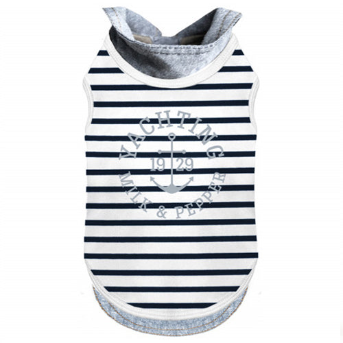 Milk & Pepper Yachtie Navy Stripe and Denim Polo Dog Top by Fetch shops