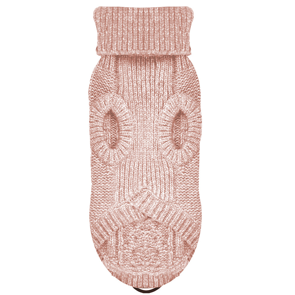 Donovan Cable Dog Sweater in Rose Front by Fetch Shops