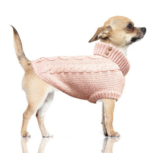 Donovan Cable Dog Sweater in Rose on Model by Fetch Shops