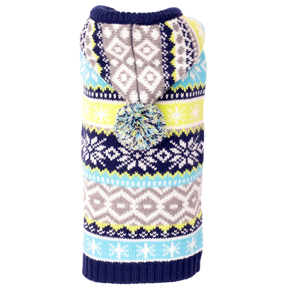 Fairisle Hoodie Dog Sweater in Blue by Fetch Shops