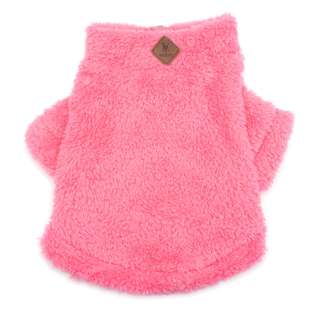 Solid Plush Fleece Dog Pullover in Hot Pink by Fetch Shops