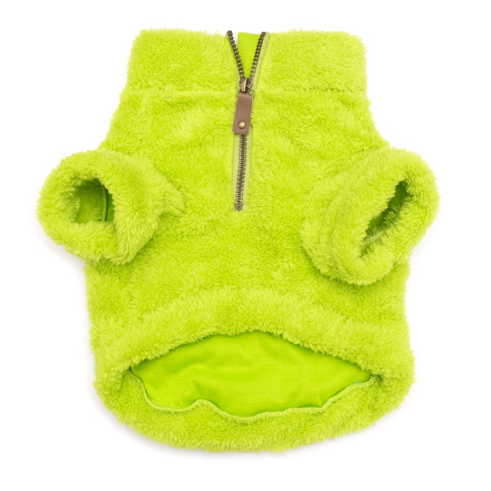 Solid Plush Fleece Dog Pullover in Lime on Model by Fetch Shops