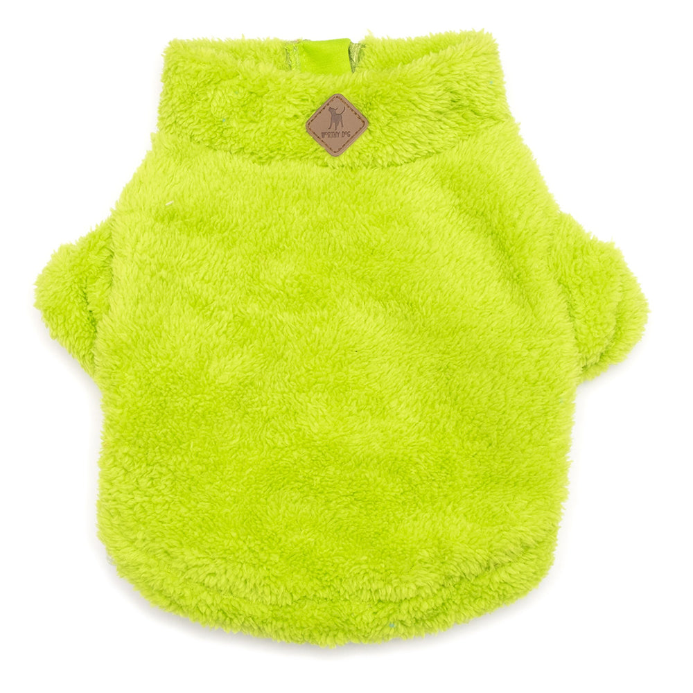 Solid Plush Fleece Dog Pullover in Lime