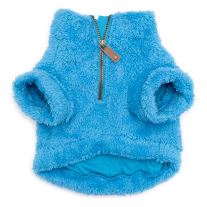 Solid Plush Fleece Dog Pullover in Turquoise Front by Fetch Shops